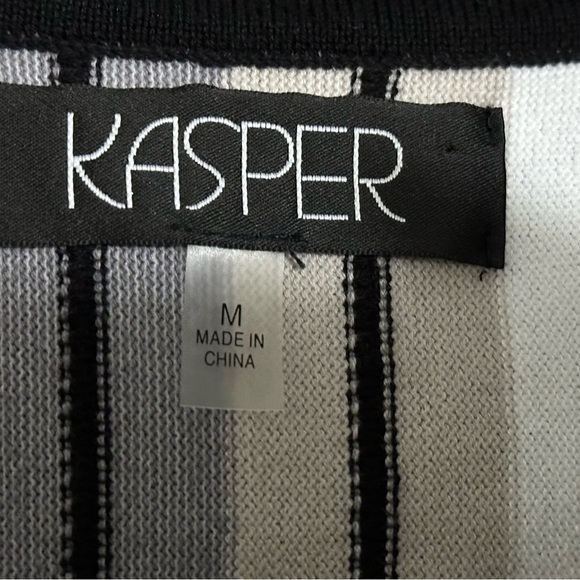 117 Kasper | NWOT $119 Striped Yellow White Kit Open-Front Cardigan (Size M) - Picture 4 of 11